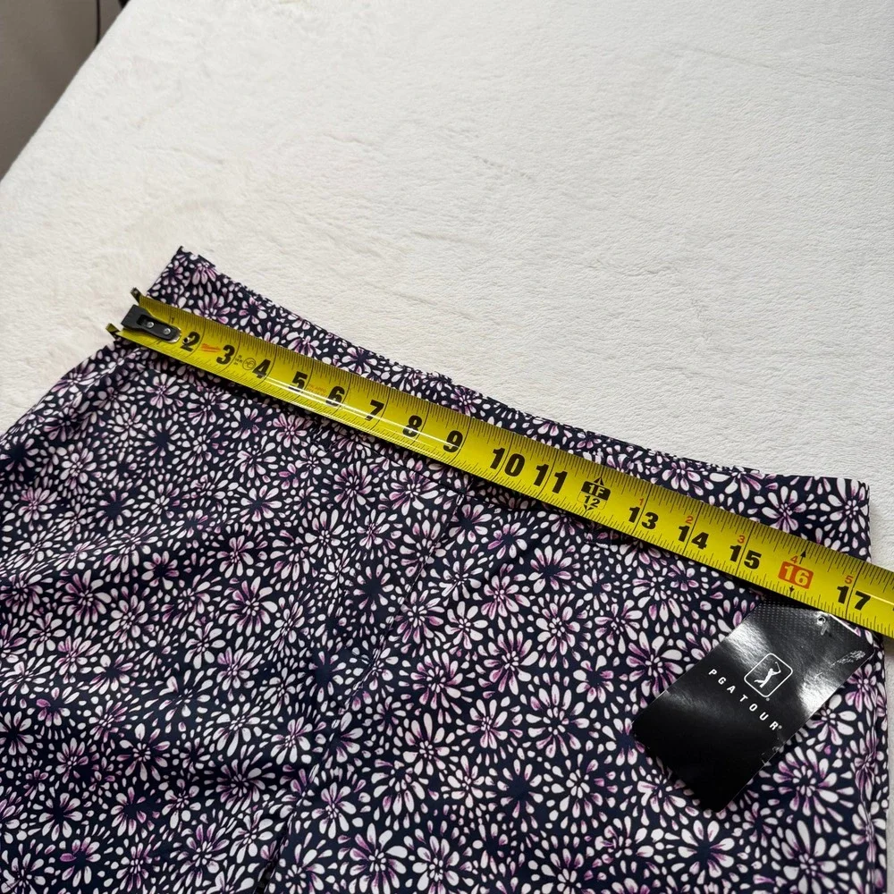 PGA Tour Golf Shorts Womens Size 10 Navy Purple Floral New With Tags Athletic